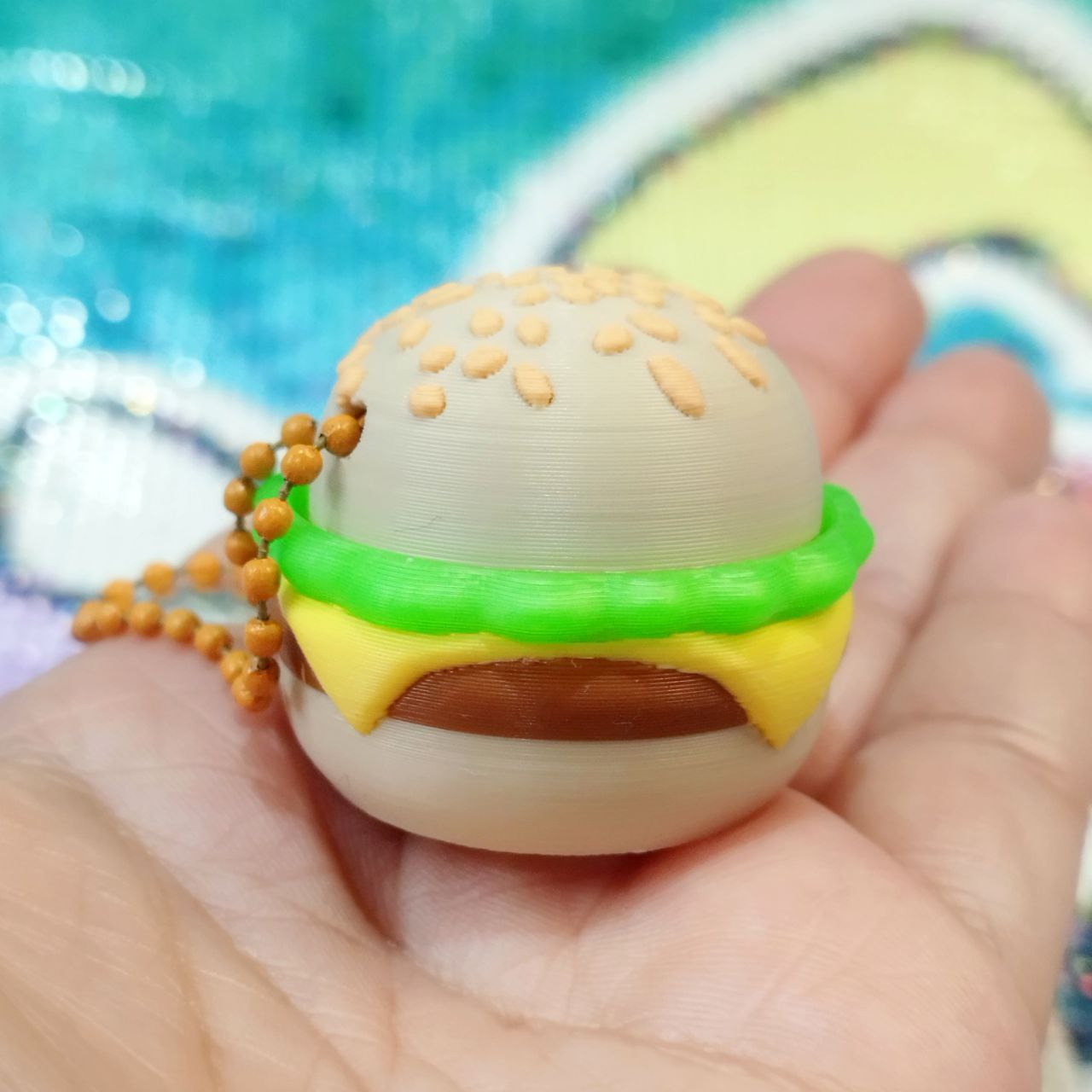Hamburger Clicker Keychain