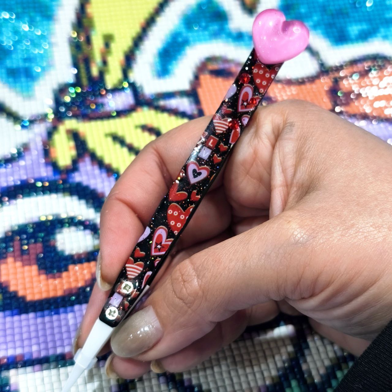 Pinces à linge décorées - Carrés roses