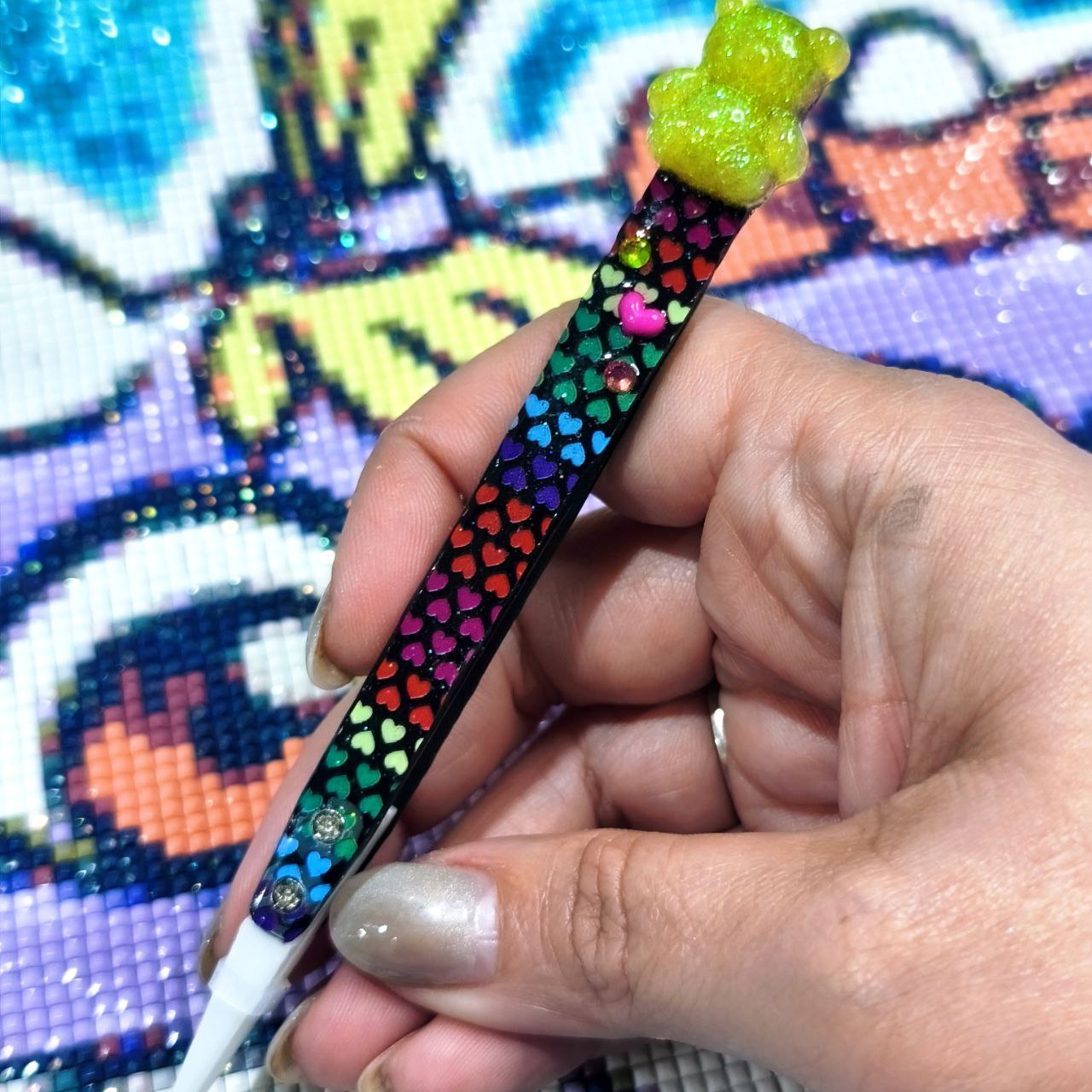 Pinces à linge décorées - Carrés roses