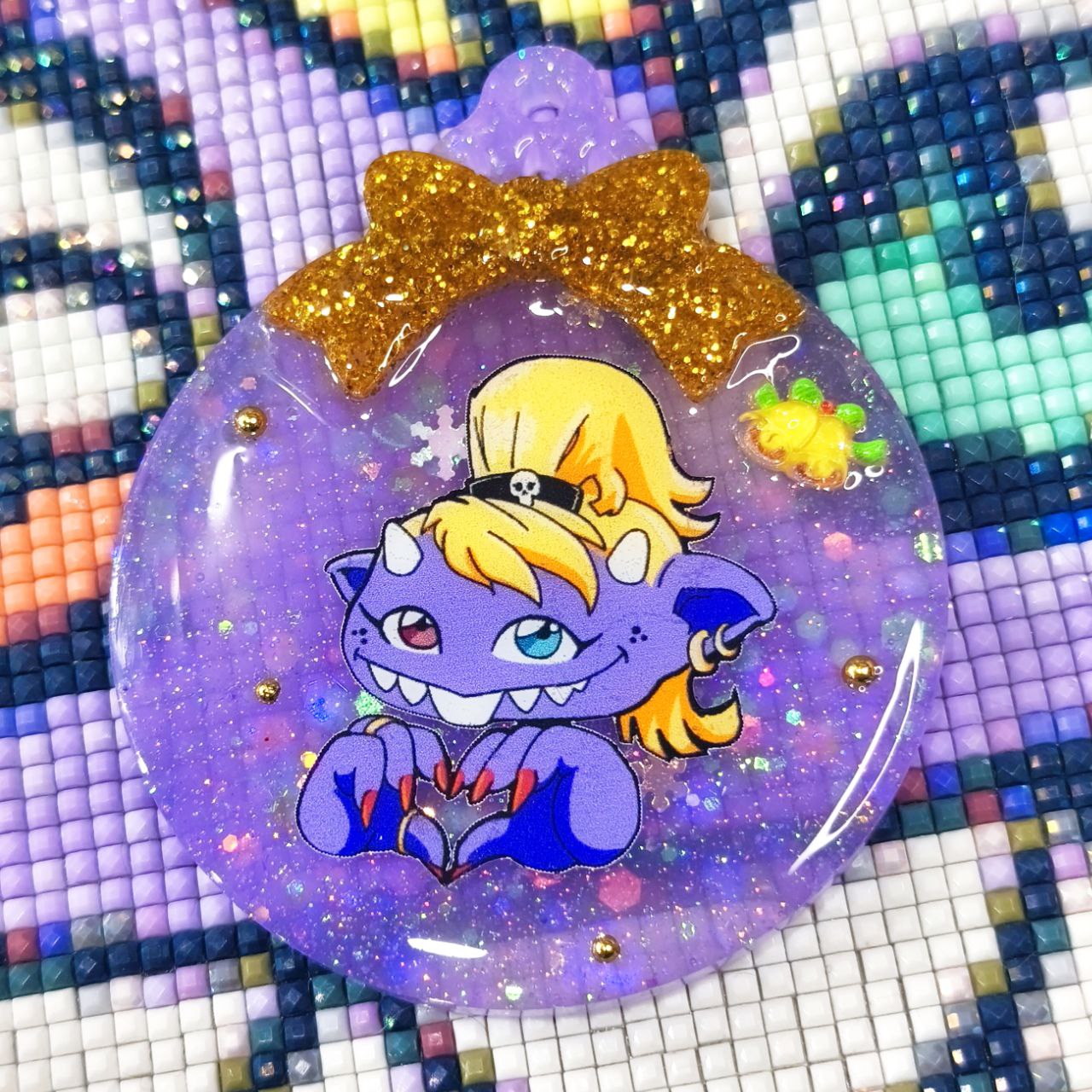 Bola Navidad Glitty Corazón lila