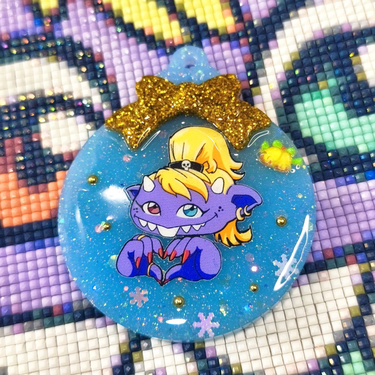 Bola Navidad Glitty Corazón azul