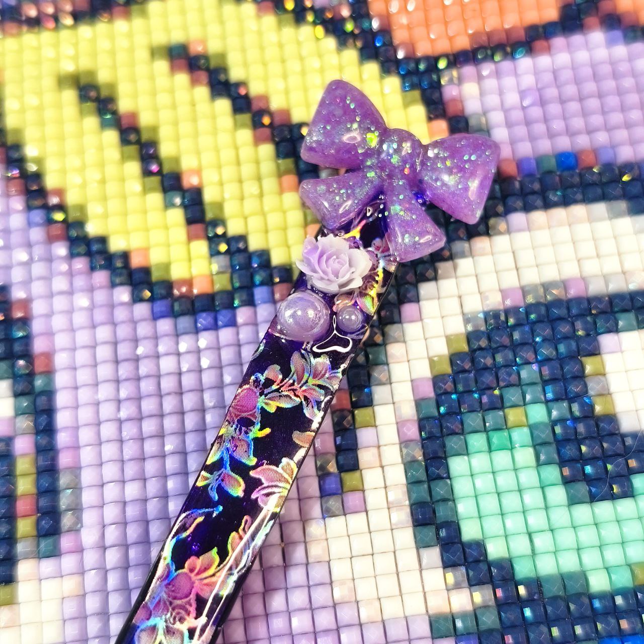 Pinzas Decoradas - Flores Lila