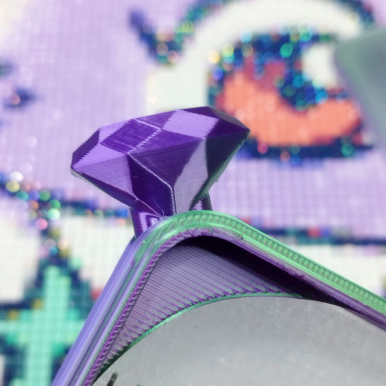 Coffre + Stylo Diamant Vert/Lilas