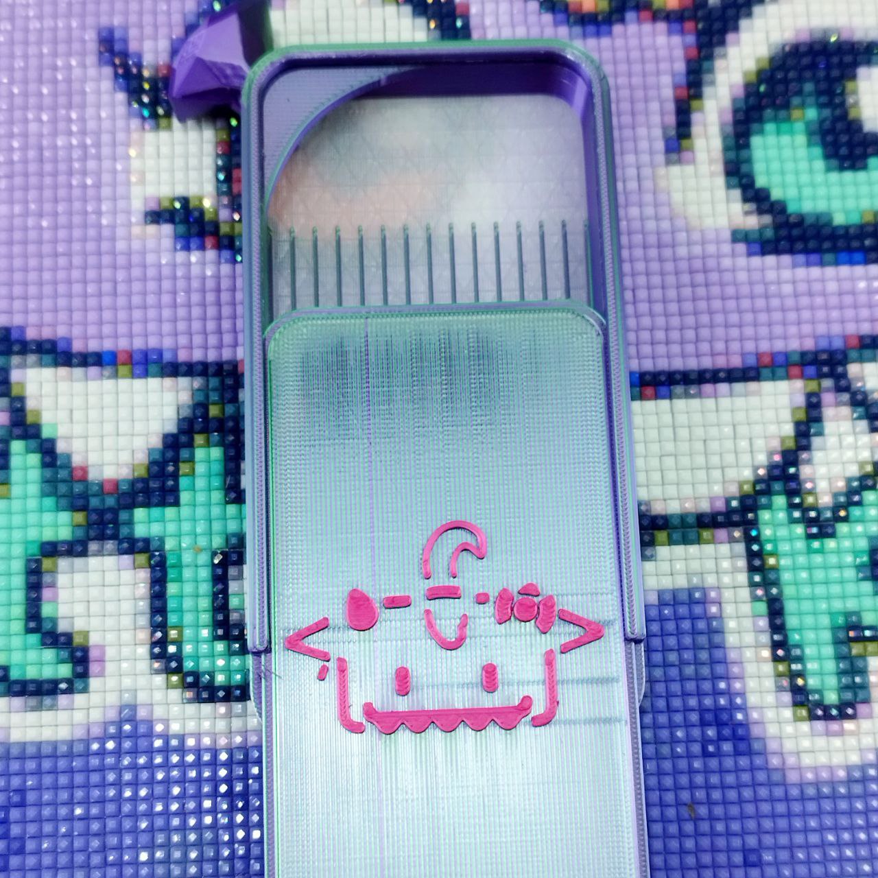 Coffre + Stylo Diamant Vert/Lilas