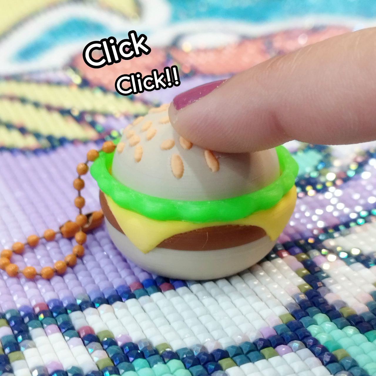 Hamburger Clicker Keychain